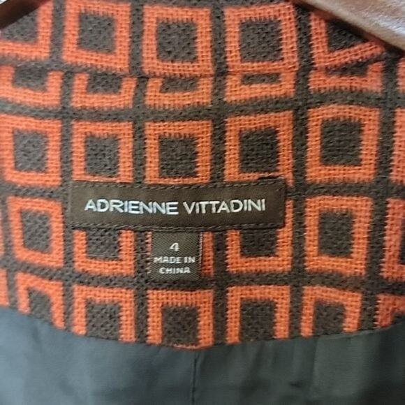 Adrienne Vittadini Womens Retro Print Wool Blend Cape Jacket size 4 Orange - Picture 10 of 15
